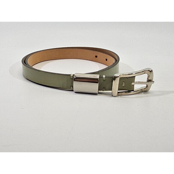 Armani Collezioni Italian Leather Belt Sage Green Silver Buckle Women\'s 46‎ EUC